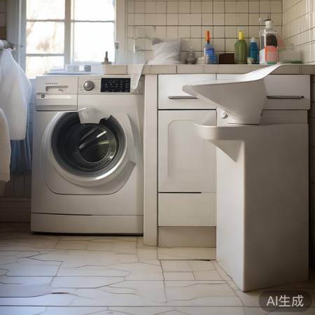 尝试摆放洗衣机与拖把池