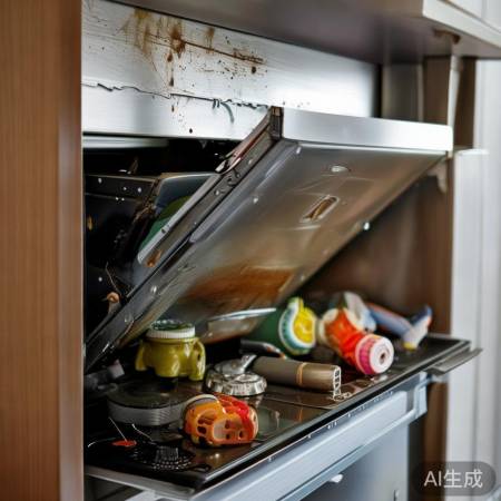 油烟机盖子被卡,轻摇可弹出