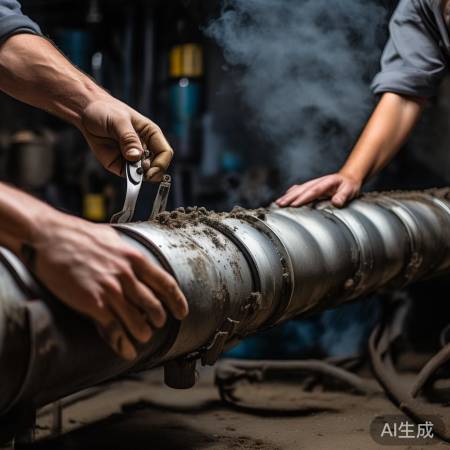 两人合作拆重管道