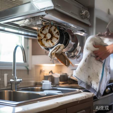 清洁油烟机风机，确保吸力强