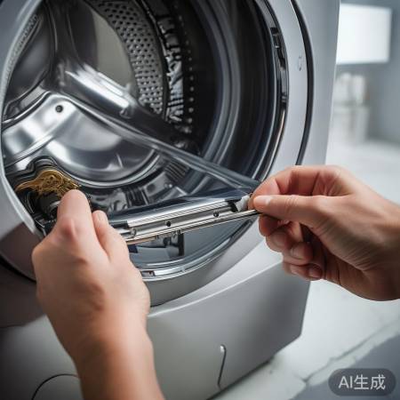 打开洗衣机盖子,小心别摔坏