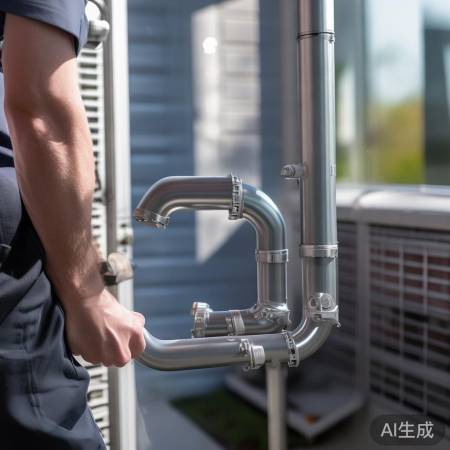 连接热泵管道，确保密封