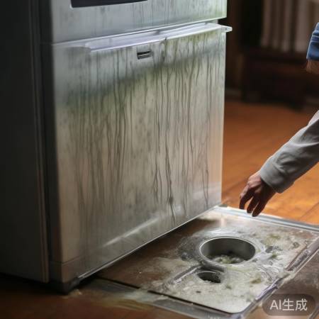 冰箱排水口堵塞，底部水迹或异味