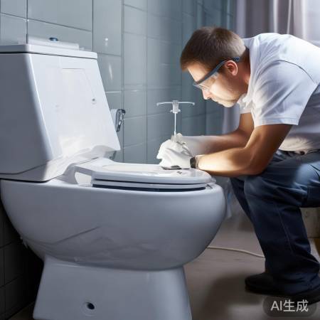 安装马桶灯光，耐心安全操作