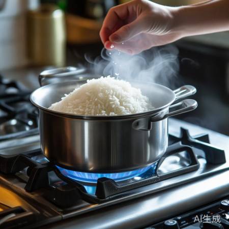 燃气灶煮饭，火候要适中