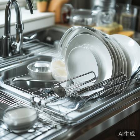 餐具清洗，清水冲洗净