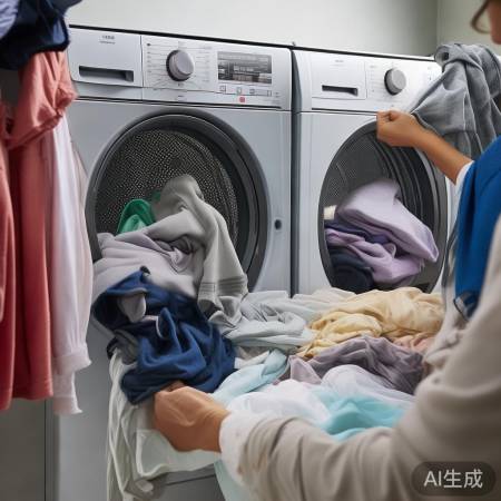 洗衣机分类洗涤，避免染色。