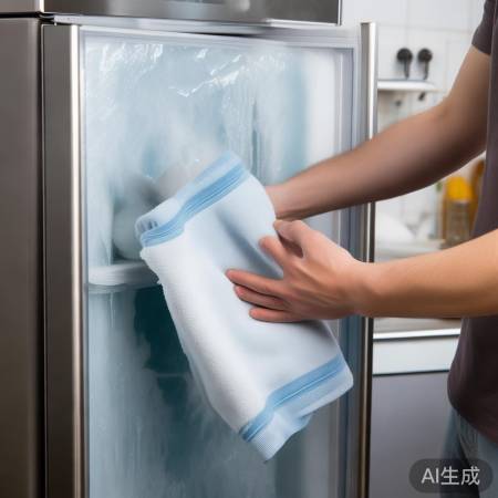 热毛巾融化冰箱冰层