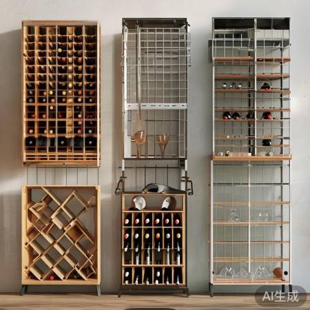 红酒架材质多样，风格各异。