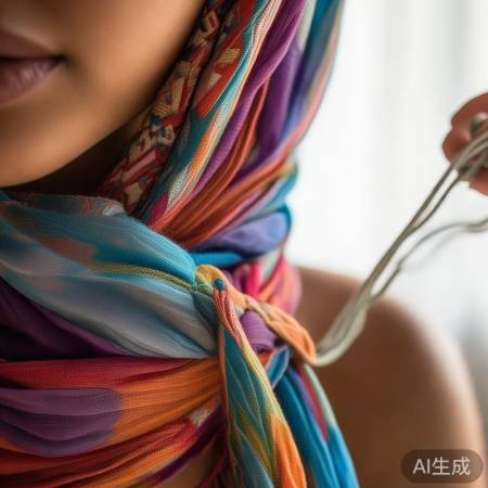 丝巾两端缝绳，调整固定更方便