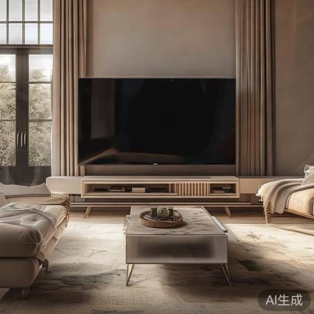 家居电视摆放，温馨自然风