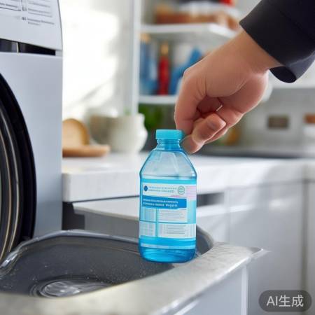 洗衣机加液适量，逐渐调整。