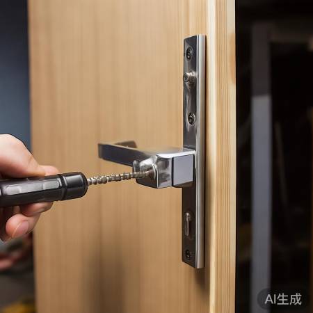 安装门把手，拧紧螺丝。